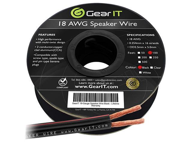 18AWG Speaker Wire Pro Series 18 AWG Gauge Speaker Wire Cable 100 Feet 3048 Meters Great Use for Home Theater Speakers and Car Speakers Black