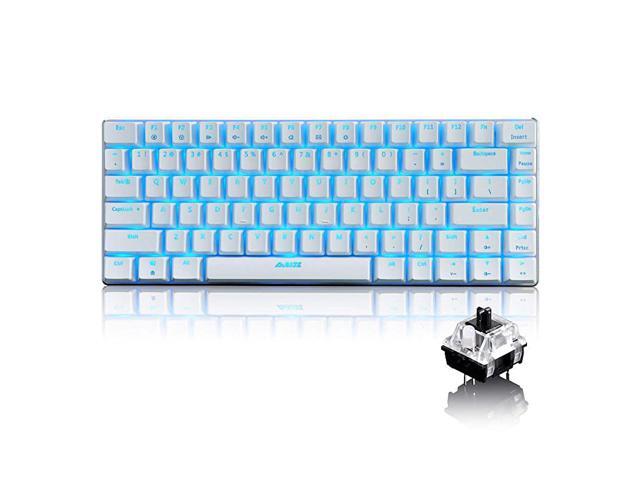 Wired Gaming Keyboard Ajazz AK33 Blue LED Backlit 82 Keys USB Mechanical Pro Gamer Keypad for Office Typists Playing Games Black Switch White