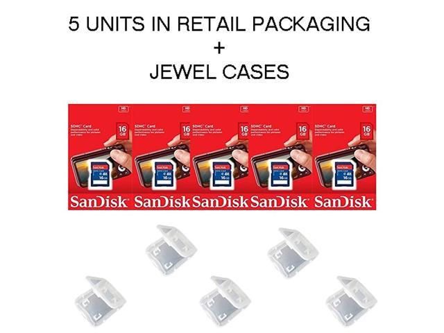 Lot of 5 16GB SD SDHC Class 4 Flash Memory Camera Card SDSDB016GB35 Pack + 5 Jewel Cases