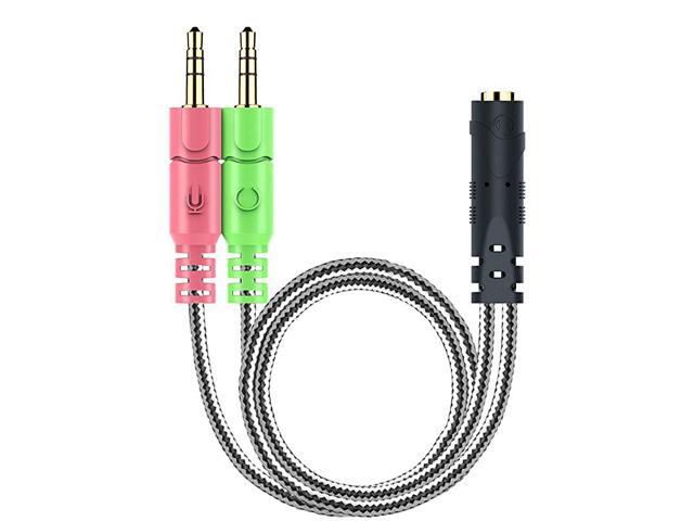 Headset Splitter 35mm for Computer CTIA Jack Headset Adapter Mic and Audio Headphone Splitter Cable with Separate Microphone and Headphone