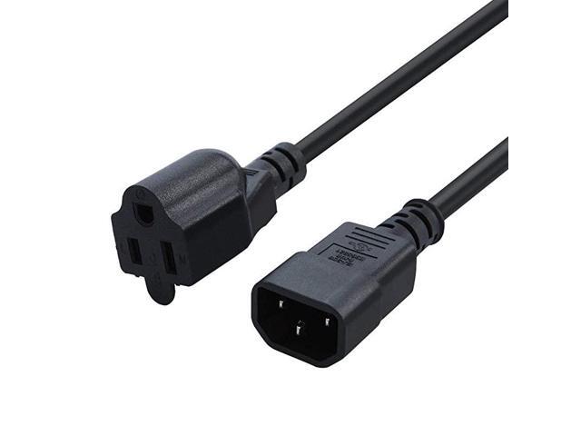 2Pack 3 Feet 18AWG Standard Computer Power Adapter Cord NEMA 515R to IEC320 C14 09M Black