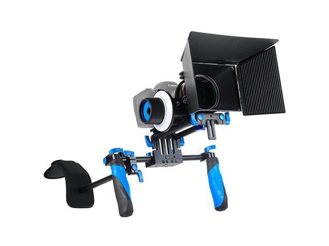 DSLR Rig Movie Kit Shoulder Mount Rig with Follow Focus and Matte Box for All DSLR Cameras and Video Camcorders