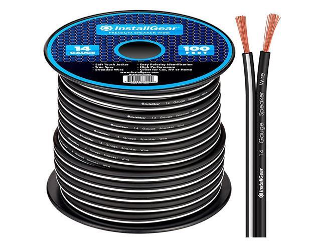 14 Gauge AWG 100ft Speaker Wire Cable Black with 12 Banana Plugs