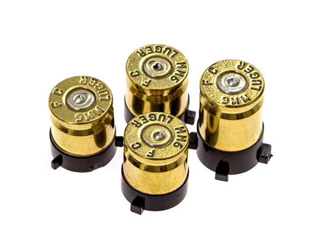 One Bullet Buttons Raplacement A B X Y Real Bullet Brass Casings Gold Brass w Silver Nickel Primer