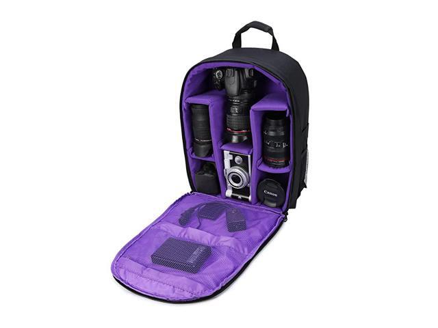 Bag Backpack Waterproof 16 X 13 X 5 with Rain Cover for DSLR s Lens Tripod and Accessories Purple Large