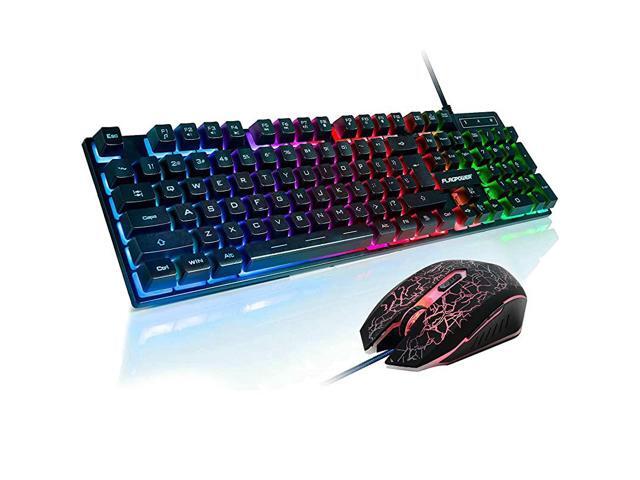 Gaming Keyboard and Mouse Combo 3 Colors Changeable Backlit Mechanical Feeling Keyboard with 4 Colors Breathing LED Backlight Mouse for PC Laptop