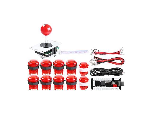 1 Player DIY Arcade Cabinet Parts Kit 10x LED Arcade Buttons + 1x 5PIN Joystick + 1x Zero Delay USB Encoder for Mame Jamma PC Games Raspberry Pi
