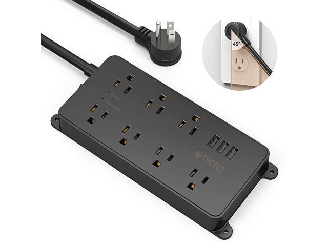 Surge Protector Power Strip ETL Listed 7 WidelySpaced Outlets Expansion with 3 USB Ports LowProfile Flat Plug 1700 Joules 5ft Extension Cord Wall