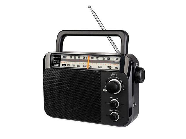 TR604 AM FM Radio Portable Transistor Analog Radio with 35mm Earphone Jack Battery Operated by 3 D Cell Batteries or AC PowerBlack
