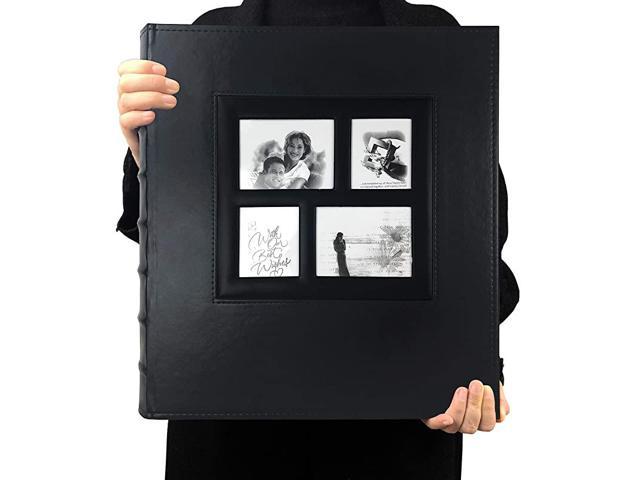 Photo Album 4x6 600 Photos Black Pages Large Capacity Leather Cover Wedding Family Photo Albums Holds 600 Horizontal and Vertical Photos Black