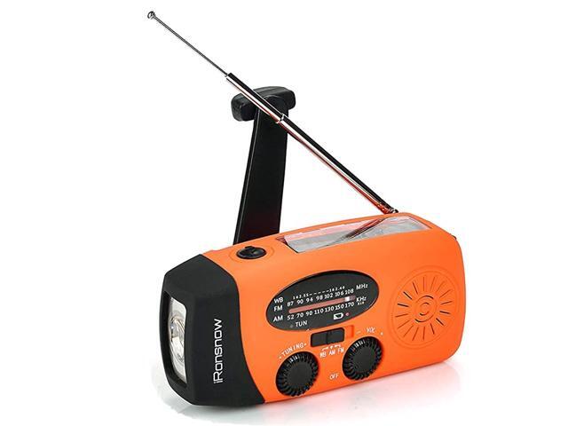 Upgraded Version IS088U+ Dynamo Solar Hand Crank Self Powered AMFMNOAA Weather Radio with LED Flashlight and 1000mAh Emergency Power Bank Orange