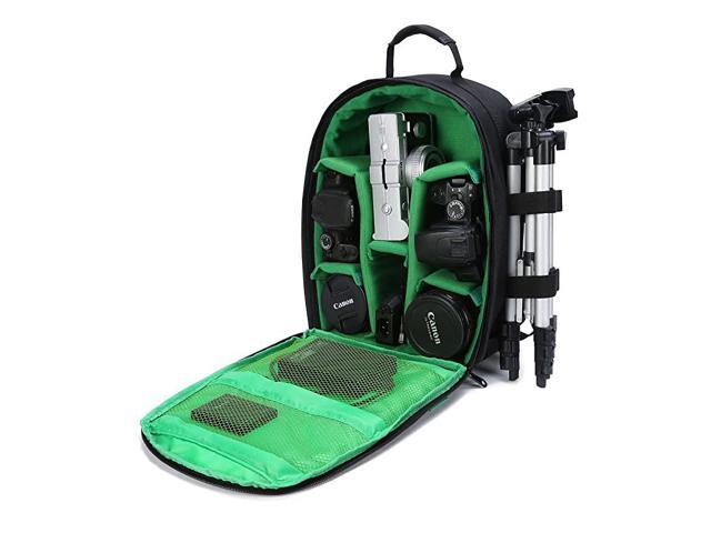 Camera Backpack Bag with Rain Cover Tripod Holder for Cameras Lenses Tripod and Accessories Green Small