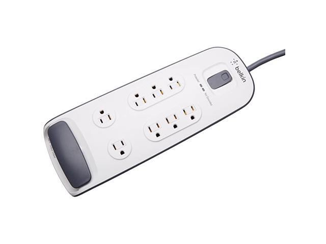 8Outlet Surge Protector with Telephone Protection 6ft Cord White
