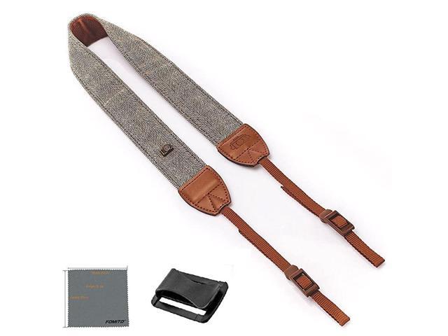 Camera Shoulder Neck Strap Vintage Belt for All DSLR Camera Nikon Canon Sony Pentax Classic White and Brown Weave