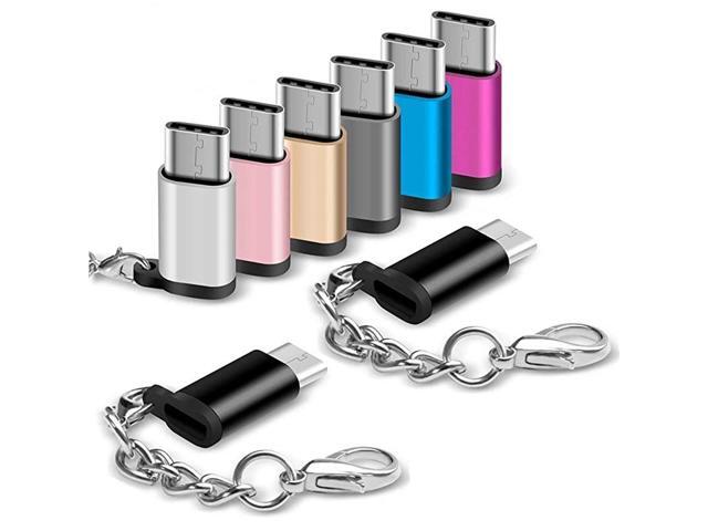 Type C Adapter 8 PackC Male to Micro Female Converter Android Cable Connector with Keychain Charger fit Samsung Galaxy S10 S9 S8 Plus Note 10+ 10 9