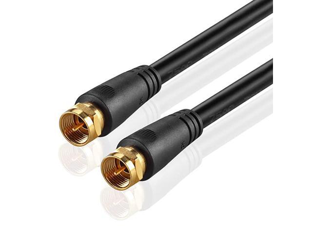Coaxial Cable 15 Feet with F Connectors FType Pin Plug Socket Male TwistOn Adapter Jack with Shielded RG59 RG59U Coax Patch Cable Wire Cord Black
