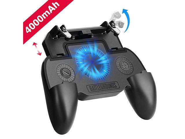 Game Controller with 4000mAh Power Bank and Cooling Fan PUBG Controller Gamepad L1 R1 Aim and Shoot Trigger Joystick Remote Grip for 4765 iPhone