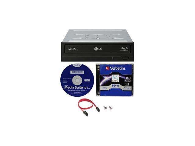 Neweggbusiness Wh16ns40k 16x Bluray xl Mdisc Dvd Cd Internal Writer Drive Bundle With Free 25gb Verbatim Mdisc r Cyberlink Media Suite 10 Sata Cable