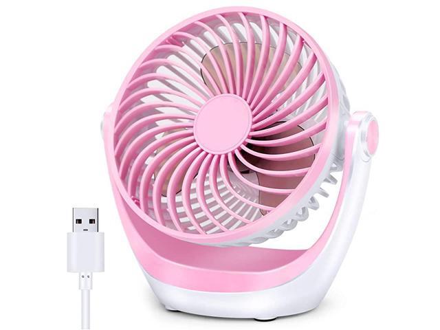 Desk Fan Small Table Fan with Strong Airflow Ultra Quiet Portable Fan Speed Adjustable Head 360°Rotatable Mini Personal Fan for Home Office Bedroom