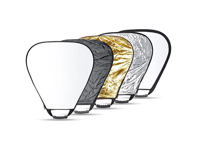 24 inches 60 Centimeters 5 in 1 Collapsible Triangle Multi Camera Lighting Reflector Diffuser Kit with Grip and Carrying Case for Photography