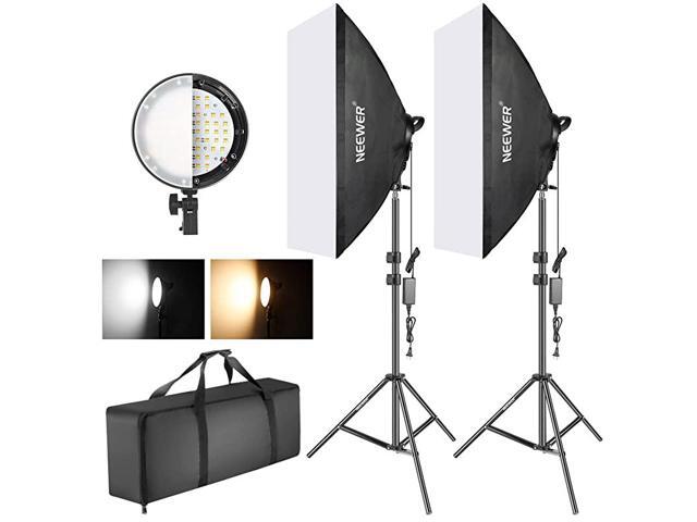 Photography Bicolor Dimmable LED Softbox Lighting Kit20x27 inches Studio Softbox 45W Dimmable LED Light Head with 2 Color Temperature and Light