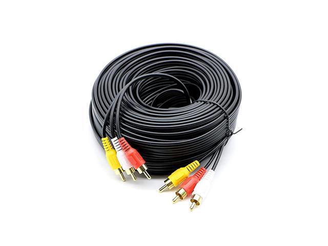 3 RCA Cable Audio Video Composite Male to Male DVD Cable 60 Feet