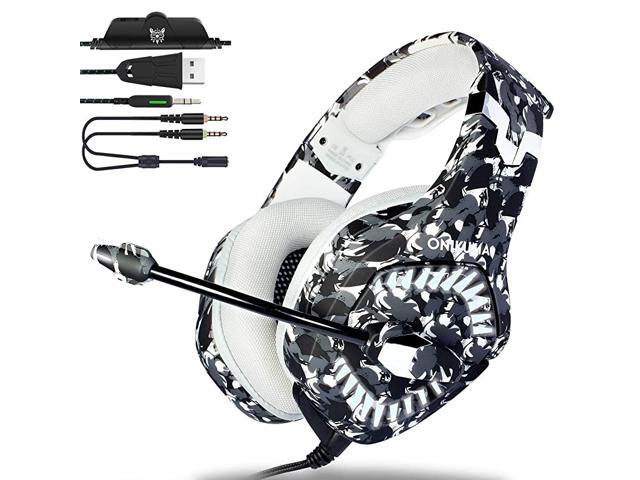 Gaming Headset for PS4 PS5 Xbox One Headset with Noise Canceliing Mic 71 Surround Sound LED Light OverEar Headphones Compatible with PS4 PS5 PC