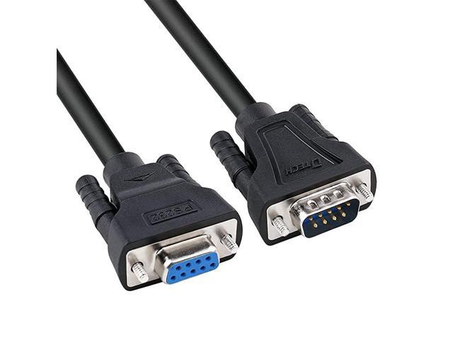 DB9 RS232 Serial Cable Male to Female Extension Modem Cord Cross TXRX line for Data Communication 6 Feet Black