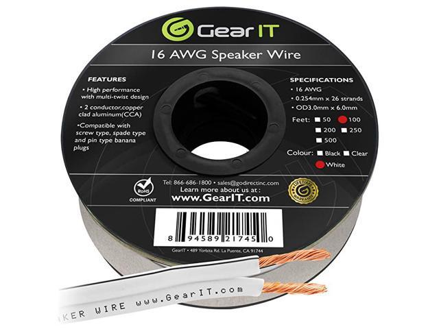 16AWG Speaker Wire Pro Series 16 Gauge Speaker Wire Cable 100 Feet 3048 Meters Great Use for Home Theater Speakers and Car Speakers White
