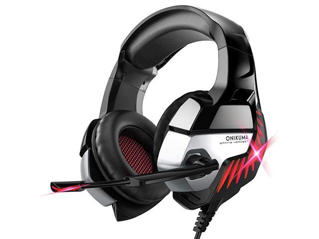 Headset for PS4 PS5 Xbox One PC Headphones with Microphone LED Light Mic for Nintendo Switch Playstation Computer K5 pro BlackRed