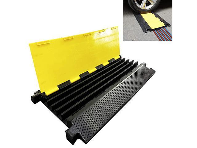 4 Pack 1Channel Rubber Cable Protector Ramp Traffic Speed Bump 18000lbs Capacity Heavy Duty Cable Protective Cover Ramp Driveway Hose Cord Track