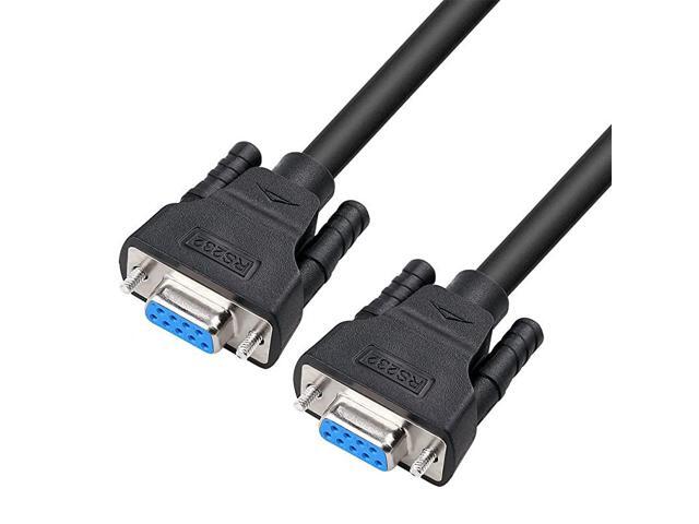 DB9 RS232 Serial Cable Female to Female Modem Cord Cross TX RX line for Data Communication 5 Feet Black