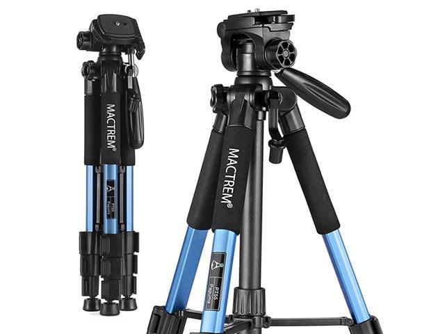 PT55 Travel Camera Tripod Lightweight Aluminum for DSLR SLR Canon Nikon Sony Olympus DV with Carry Bag 11 lbs5kg Load Blue