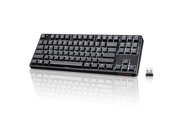 Wireless Mechanical Keyboard TKL02WS 87 Key Tenkeyless Ergonomic with Brown Switches and White LED Backlit for Copywriters Typists and Programmers