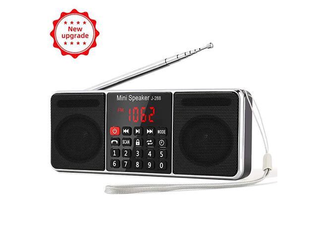 J288 Portable Radio AM FM Battery Operated Radio with Bluetooth Speaker Sleep Timer PowerSaving Display UltraLong Antenna AUX Input USB Disk TF