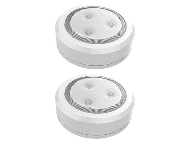 BRRC113 Ultra Thin Wireless LED Puck Light 2 Pack LED Under Cabinet Lighting Closet Light Battery Powered Lights Under Counter Lighting