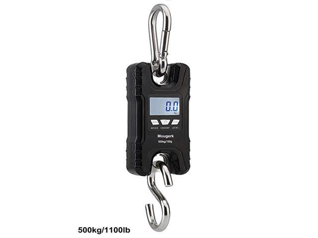 Portable 500 kg 1100 lb Digital Hanging Scales Heavy Duty Crane Scale 2 AAA BatteriesNot Included Black