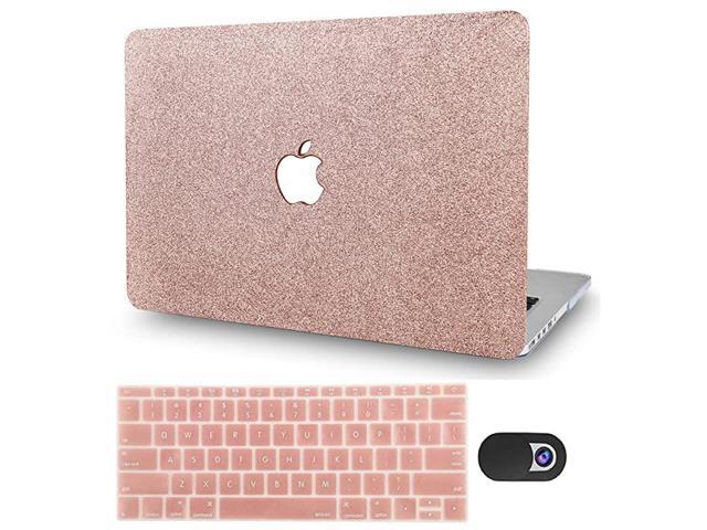Laptop Case for MacBook Air 13 wKeyboard Cover Plastic Hard Shell + Webcam Cover A1466A1369 3 in 1 Bundle Rose Gold Sparkling