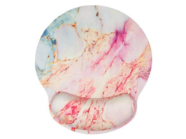 Foam Mousepad with Wrist Support Design Ergonomic Mouse Pad Comfortable Wrist Rest NonSlip PU Base Mouse Mat Marble Pink