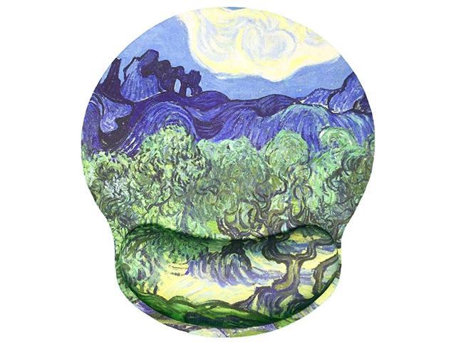 Foam Mousepad with Wrist Support Design Ergonomic Mouse Pad Comfortable Wrist Rest NonSlip PU Base Mouse Mat Painting Blue