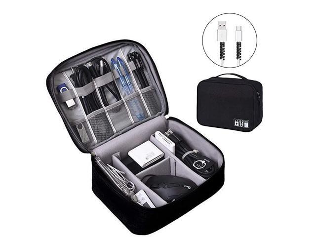 Electronics Organizer Electronic Accessories Bag Travel Cable Organizer ThreeLayer for iPad Mini Kindle Hard Drives Cables Chargers TwoLayerBlack