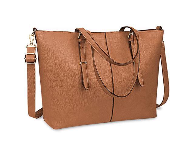 Tote Bag for Women 156 Inch Waterproof Lightweight Leather Computer Bag Large Business Office Work Bag Briefcase Handbag Brown