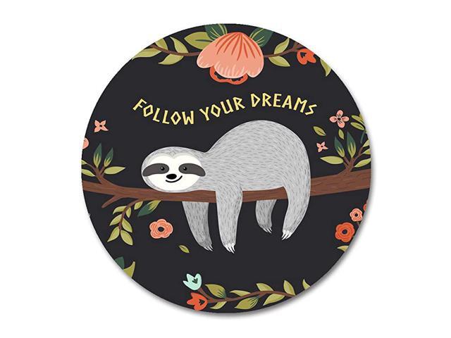 Baby Sloth Round Mouse Pad by Follow Your Dreams Round Mouse pad Cute Baby Sloth On The Tree