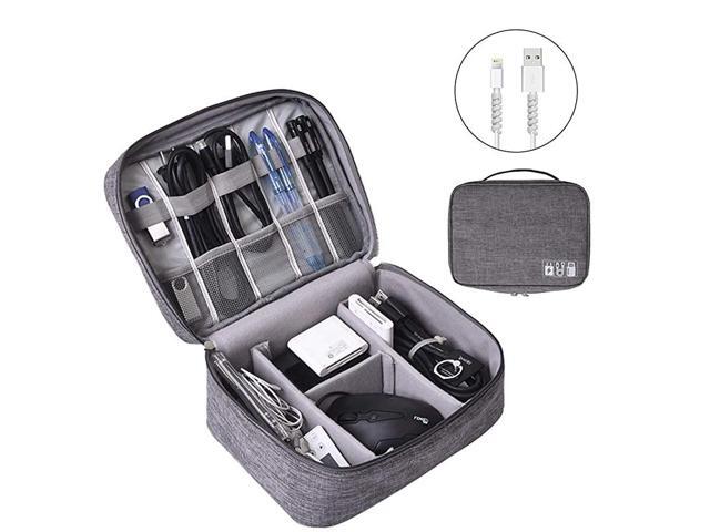 Electronics Organizer Electronic Accessories Bag Travel Cable Organizer ThreeLayer for iPad Mini Kindle Hard Drives Cables Chargers TwoLayerGrey