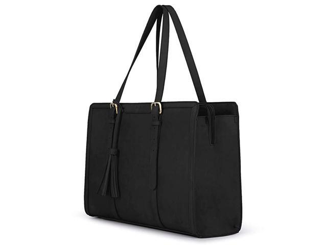 Laptop Tote Bag for Women Fits Up to 156 Inch PU Leather Briefcase Office Handbags Large Capacity with 3 Divided Compartments