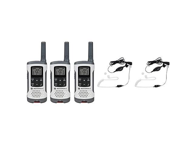 T260TP Talkabout Radio 3 Pack Bundle with 1518 Surveillance Headset with PTT Mic Black White