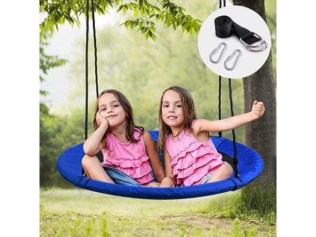 Rope Tree Swing with Platforms and Disc Swings Seat Playground Swingset Accessories Outdoor for Kids Trees House Tire Saucer Swing Outside Playset