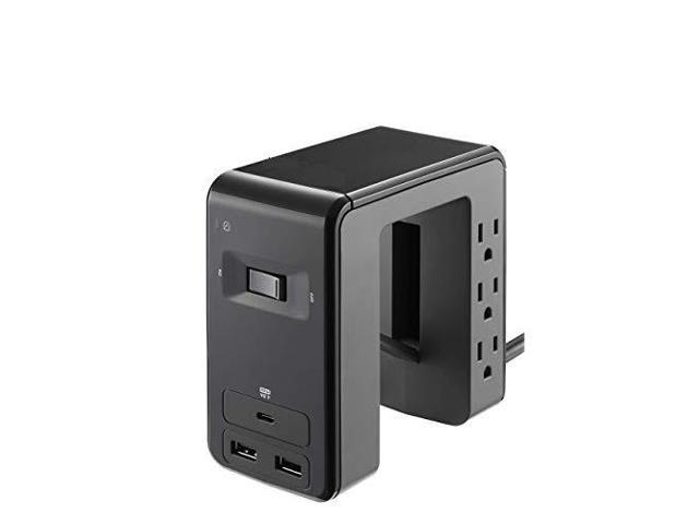 Desk Mount Power Station 6 Outlet UShaped Surge Protector 1080 Joule of Surge Protection with 1 Type C USB Charging Port and 2 Type A Charging