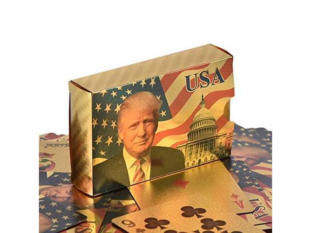 Donald Trump Playing Cards Gold Plated Playing Cards Gold Plated Deck of Waterproof Poker Cards for Game for Table Games Good Gift for Friends Men