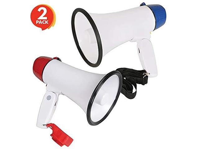 BatteryOperated Megaphone Set of 2 Portable Mega Phone Loud Speaker with Siren Volume Control and Hanging Strap Great Gift or Prize for Kids and